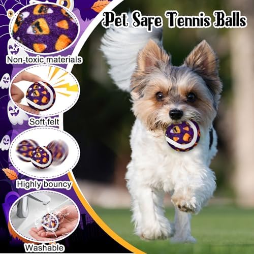Sosation 60 Pack Halloween Squeaky Tennis Balls for Dogs, Dog Balls 2.0" Interactive Fetch Toy Non-Toxic Durable Outdoor Small Puppy Chew Toys for Teething Training Exercise Playing Throwing