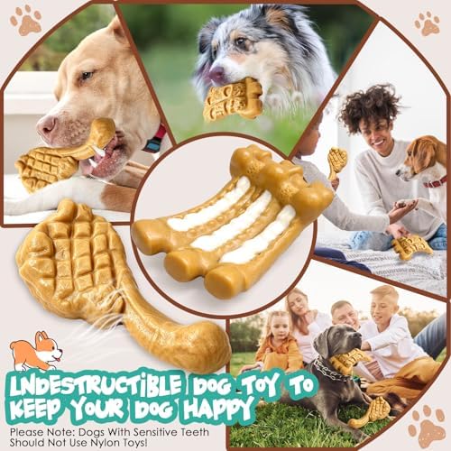 Fuufome Dog Chew Toys for Aggressive Chewers & Large Dogs Tough Nylon Bone