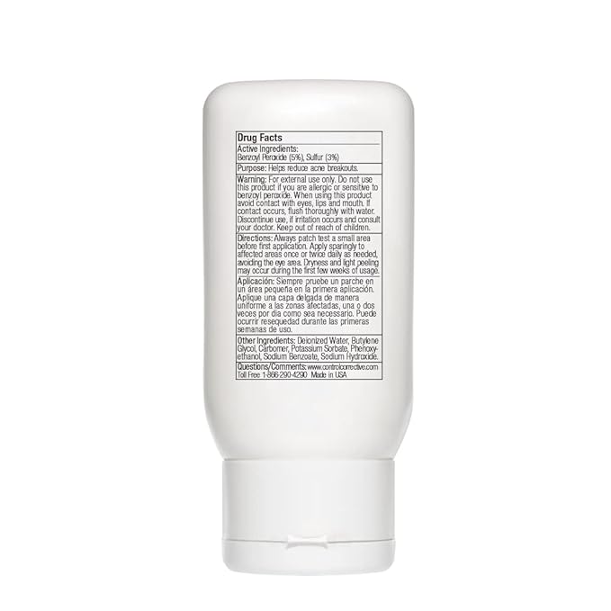CONTROL CORRECTIVE Clear Med 5% Acne Treatment Lotion, 2.5 Oz - Helps Clear & Control Breakouts, Benzoyl Peroxide, 3% Sulfur To Improve Efficacy And Dry Up Blemishes