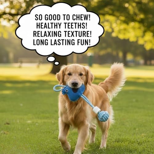 Squirrel Shape Dog Rope Toy with Natural Suede Leather, Interactive Tug and Chew Toy for Medium and Large Dogs, Knotted Cotton Rope for Teething, Fetch and Daily Indoor Play