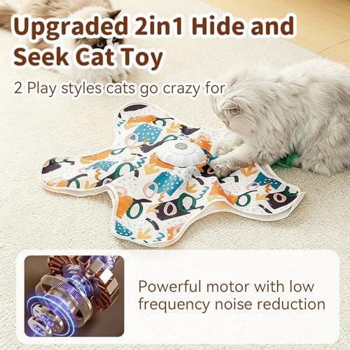 Interactive Touch Activated Hide and Seek Cat Toys for Indoor Cats, White