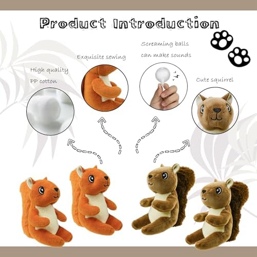 Hide A Squirrel Plush Dog Toy with Crinkle Nut, Hide and Seek Dog Toys to Keep Them Busy Pet Teeth Clean Chew Toys for Small & Medium Dogs