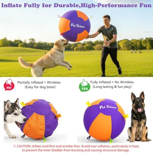 Upgrade Herding Ball for Dogs,18" Herding Ball for Australian Shepherd Collie,Border Collies,Cattle & Medium to Large Breeds,Fast-Inflating Pump,Durable & Waterproof Cover,Large Dog Toys Outdoor Play