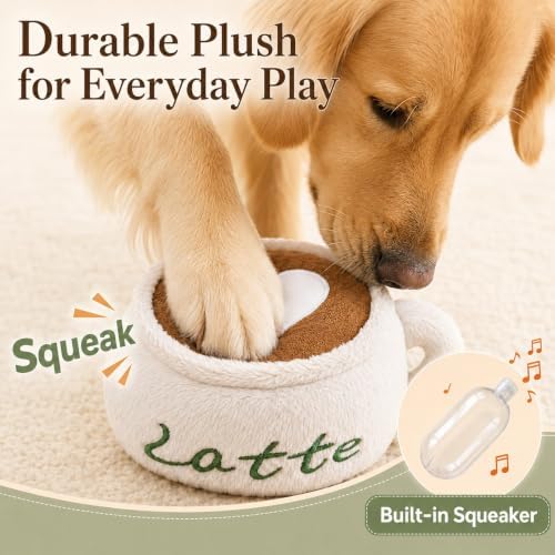 Plush Chew Toys for Dogs - Cute Coffee Cup Squeaky Dog Toy Plushies, Soft Puppy Toy for Teething, Durable Pet Gifts for Dogs, Tough Chew Toys