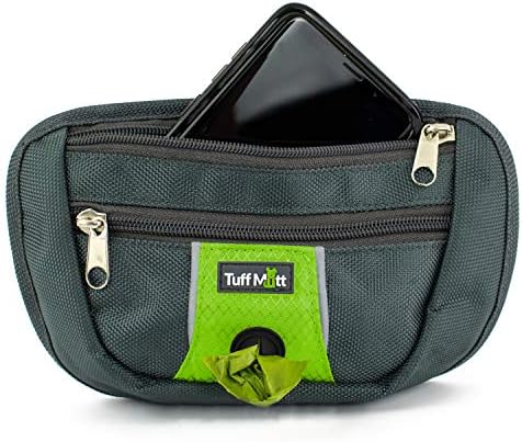 Removable Accessory Pouch for Hands Free Leash, Two Zippered Pockets, Poop Bag Dispenser, Breathable Mesh with Padding