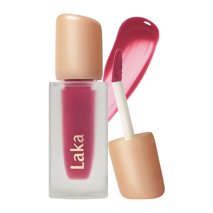 Laka Fruity Glam Tint, 4.5g/0.15oz, Glowing Lip Stain with Wide Color Spectrum, Hydrating & Lightweight Texture, Buildable Color, Non-Sticky, Vegan, K-Beauty (#127 Rose)