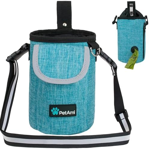 PetAmi Dog Treat Pouch, Large Hands-Free Training Bag, Teal Sea Blue