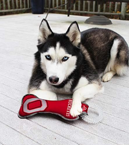 Pets First NCAA Ohio State Buckeyes Dental Dog TUG Toy with Squeaker. Tough PET Toy for Healthy Fun, Teething & Cleaning Pets Teeth & Gum