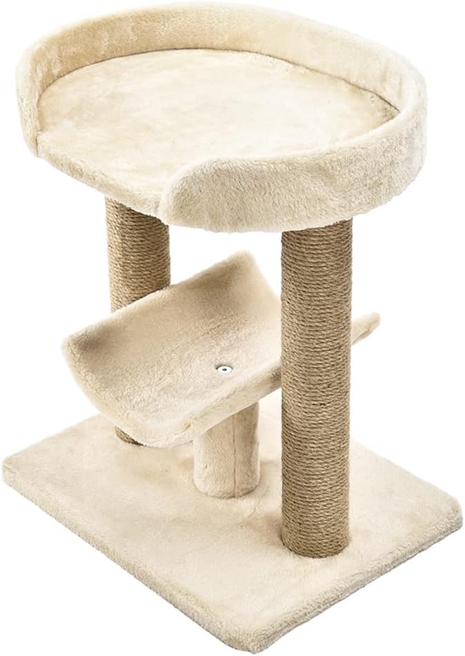 Amazon Basics Multi-Platform Cat Tree with Scratching Post for Indoor Cats up to 25lbs, 18 x 14 x 22 Inches, Beige