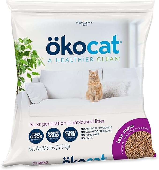 ökocat Low Tracking Natural Wood Clumping Cat Litter, Odor Control 27.5 Lbs