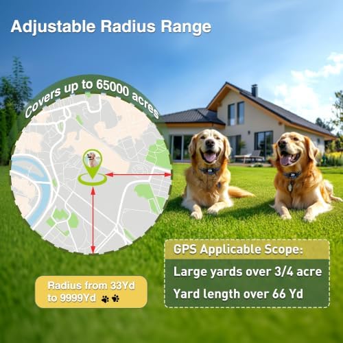PATPET GPS Wireless Dog Fence System- Electric Fence for Dogs with 3 Warning Modes Waterproof | Outdoor Use Only | GPS Positioning | Safe Zone Radius up to 9999 ft 2 Collars