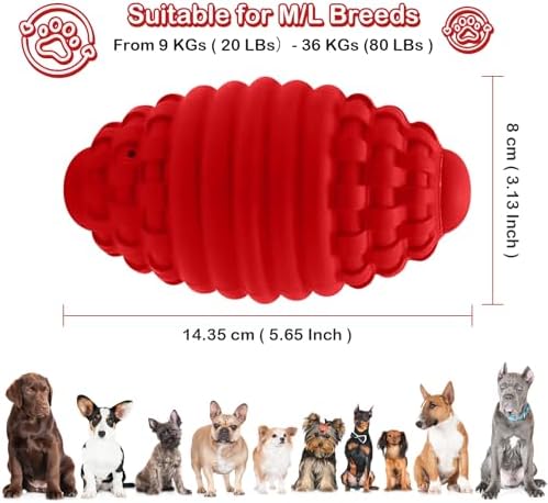 Squeaky Dog Chew Toy, Durable Rubber Fetch Toy for Medium Large Dogs
