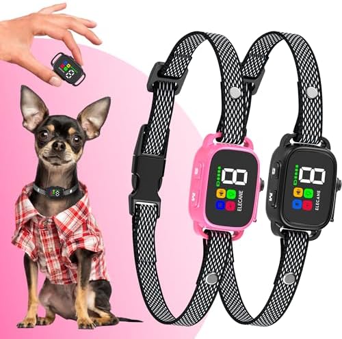 2 Pack Tiny Bark Collar for Small Dogs 5-15 lbs and Puppies - No Shock Anti Barking Collar - Rechargeable Smart Collar for Dog Training with 7 Sensitivity Levels and 3 Beep&Vibration Modes