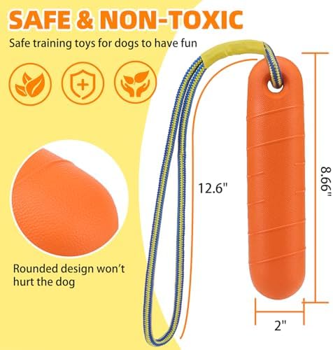 PUPTECK Interactive Dog Pool Toys Water Floating Toys Fetch Training Bumpers 2 Pack, Yellow & Orange