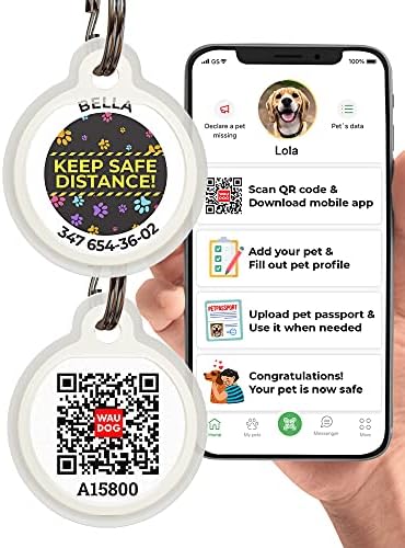 Custom Dog Tags Personalized for Pets - Silicone Dog Name Tag - QR Code Pet ID Tags for Dogs & Cats - Dog Identification Tags - Engraved Dog ID Tags Silent - Customized Puppy Name Tag for Dog Collar