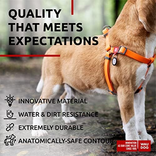 WAUDOG Waterproof Dog Harness with QR Code Tag & Metal Clasp