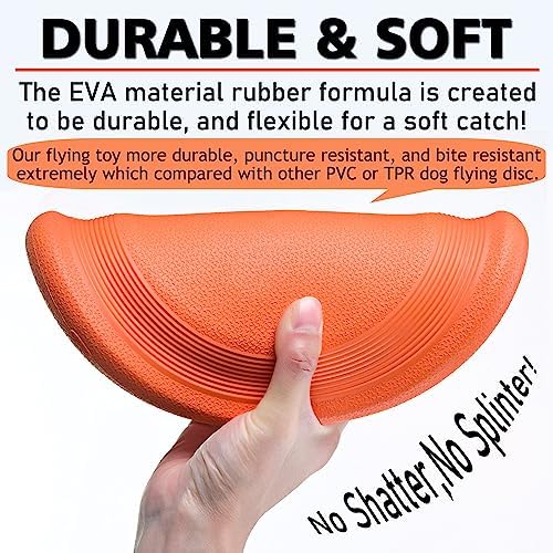 XIGOU Dog Flying Disc (2 Pack) - Durable Rubber Flying Disc Dog Toy - 9.25" Indestructible Rubber Dog Fetch Toy - Puncture Resistant & Bite Resistant Extremely - for Medium Large Dogs