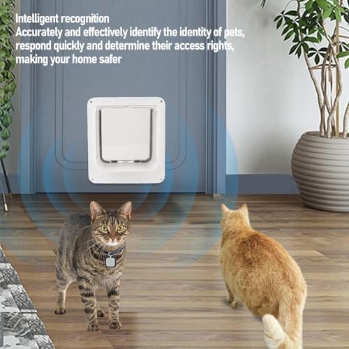 Alomejor Automatic Sensing Smart Cat Door with Easy Operation and Dual Entry for Home Safety, Plastic Material