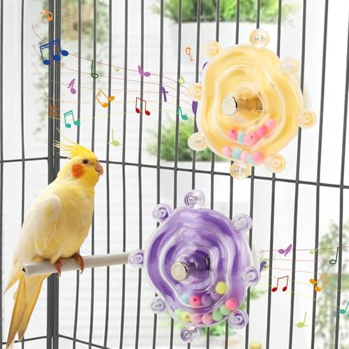 2 Pcs Spinning Bird Toys for Parakeets, Interactive Parrot Toys