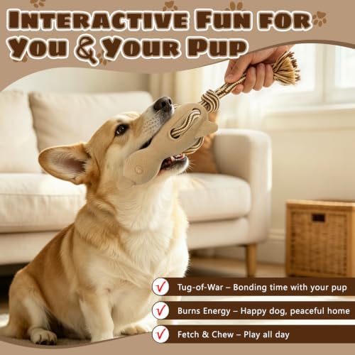 Squeaky Duck Dog Toy – Chew & Tug Rope for Small Breeds
