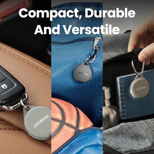 Pebblebee Clip 5 Bluetooth Tracker Tag for Keys & Bags, 130dB Siren | Alt to Air Tag & Android Trackers | LED Strobe, 12-Mo Battery, Alert Safety Mode