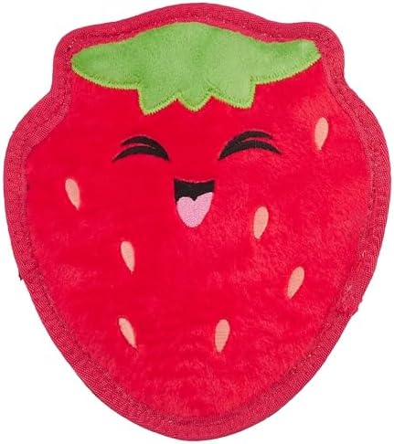 Outward Hound Tough Skinz Durable Chew Squeaky Dog Toy, Strawberry, 7.9"