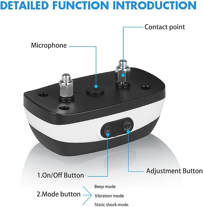 Dog Bark Collar,Rechargeable Smart Barking Collar, Anti Barking Training Collar with Sensitivity Beep Vibration Shock, Bark Shock Collar for Large Medium Small Dogs