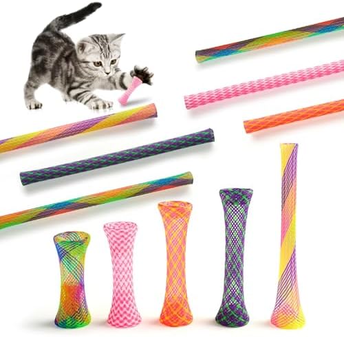 Cat Spring Toys, Cat or Kitten Colorful Spring Tube Toy 30 Pack