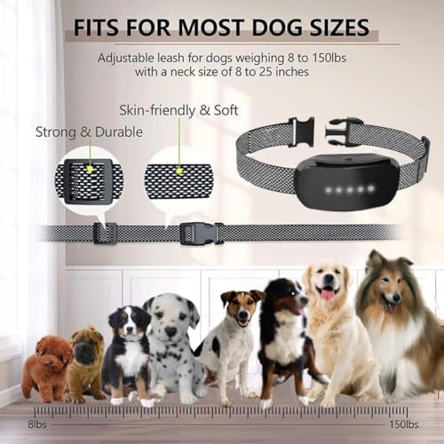 Dog Bark Collar Adjustable Training Collar for Large Medium Small Dogs Rechargeable Smart Bark Collar Anti Barking Training Collar with 5 Sensitivity