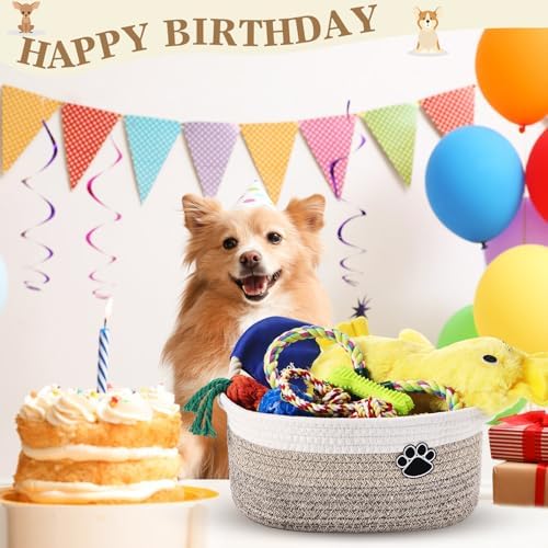 Zopeal Dog Toy Gift Basket Set for Puppy Birthday, Khaki