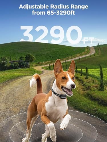 Wireless Dog Fence for 2 Dogs, GPS Wireless Dog Collar with 3 Warning Modes, Pet Containment System with AI Smart Signal, Range 65ft- 3290ft,Electric Dog Fence for Outdoor Use(2 Collars)