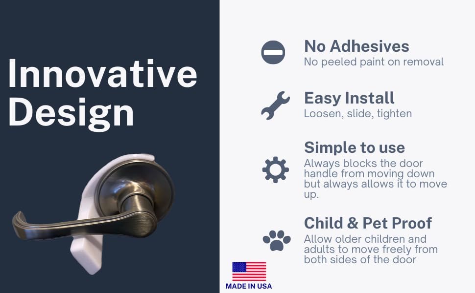 Pet Proof Door Lever Lock - No Adhesive Child Proof Door Lever Lock for Cats and Dogs (White Circle Universal)