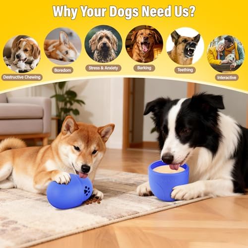 Frozen Treat Dog Toy BPA Free Silicone Dogs Slow Feeder Lick Ball, Blue