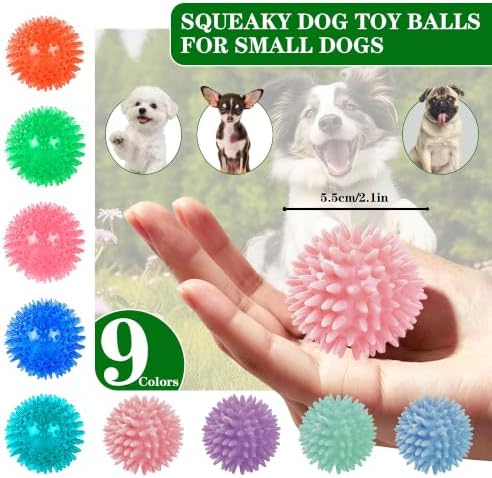 9 Pack Squeaky Dog Balls 2″ Dog Toys Balls for Small Dogs for Teething