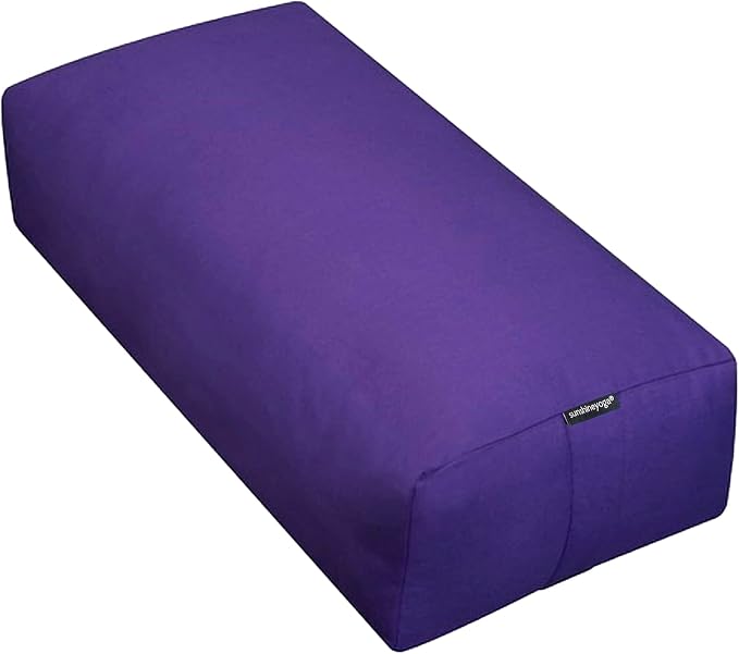 Extra Firm Large Yoga Bolster, 24" x 12" x 6" Cinched OR Zippered Yoga Pillow, Rectangular Cotton Cushion With Removable Cover for Studios, 1 Pack or 2 Pack