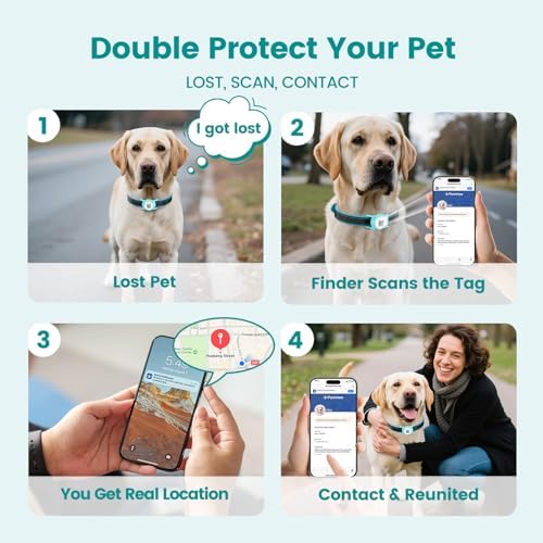 for AirTag Holder Dog Collar, Smart QR Code Holder for Cats and Dogs, for AirTag Protective Cases - Scan Alert, Instant Location, Pet Online Profile, Contacts Info (1Pack,Robin's Egg Blue)
