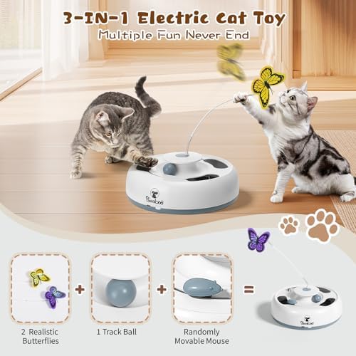 Pawaboo 3-in-1 Automatic Interactive Cat Toy, Electronic Motion Kitten Toy