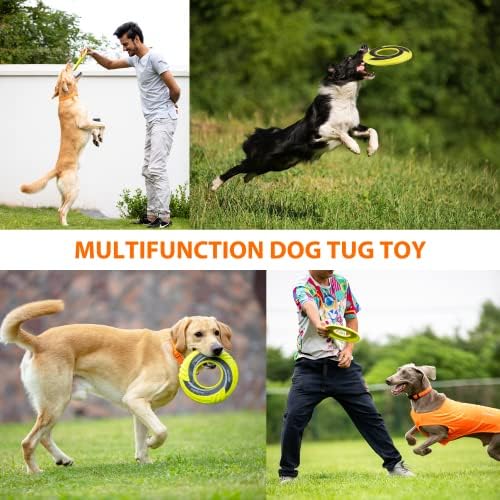 SKIPDAWG Interactive Tug Toy, Flying Disc Water Toy Non-Toxic Light TPR/Nylon Fabric, Pet Training and Outdoor Exercise Toys for Dogs, Diameter 9 Inches
