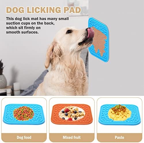 Lick Mat for Dogs - Slow Feeder Licking Mat with Suction Cups for Peanut Butter, Food Treats & Yogurt - 4 Pack