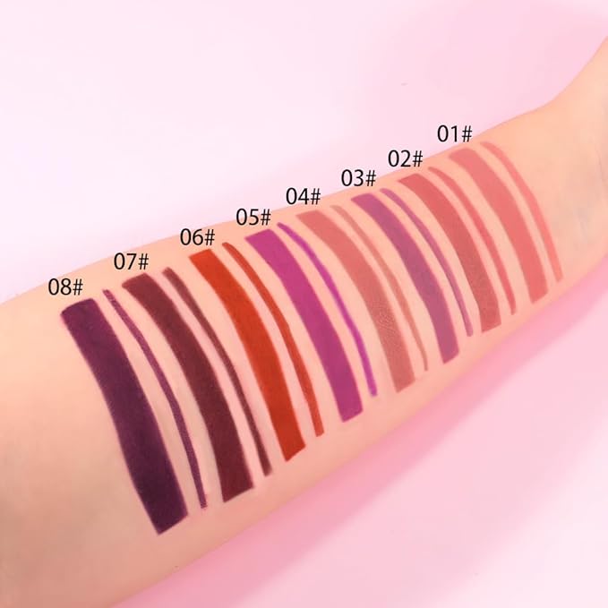 8Pcs Gel Lip Liner Pencil Set for Women, Matte Long Lasting LipLiner Lipstick 24 Hour, High Pigmented Lips Makeup Retractable Liners Waterproof Smudge Proof, Vegan & Cruelty-Free