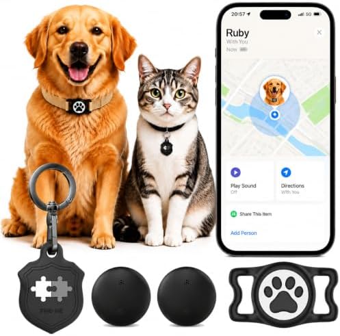 Dog Tracker with Apple Find My, 2 Packs GPS Pet Trackers for Dogs and Cats | Real-Time Location Tracking, No Monthly Fee or SIM Card, Waterproof Dog Collar Tracker with Holder, iOS Only Pet Locator