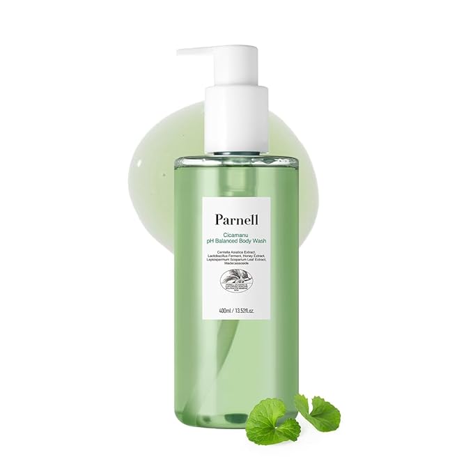Parnell Cicamanu pH Balanced Body Wash 13.5 Fl Oz | Salicylic Acid LHA Cica HA Ceramide | Mild Soothing Cleanser for Back Acne Bacne & Sensitive Troubled Skin
