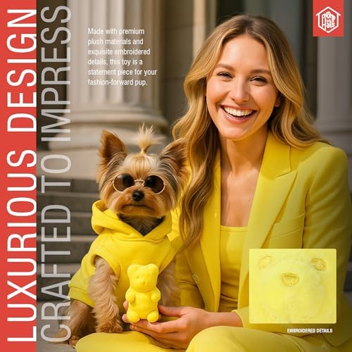 Gummy Bear – Luxurious Parody Plush Dog Toy with Squeaker, Premium Fabric, Embroidered Details, Designer-Inspired Chew Toy, Fun Gift for Small Dogs & Dog Lovers