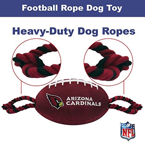 Pets First NFL Arizona Cardinals Football Dog Toy, Tough Quality Nylon Materials, Strong Pull Ropes, Inner Squeaker, NFL Team Color