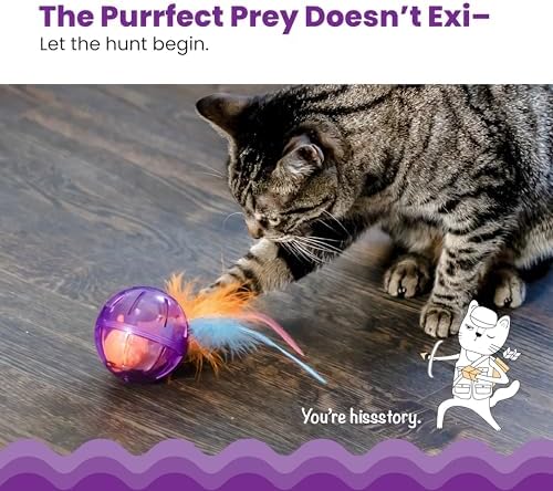 Catstages Hamster Ball Interactive Treat-Dispensing Ball Puzzle Cat Toy with Removable Squeaking Plush Hamster, Purple