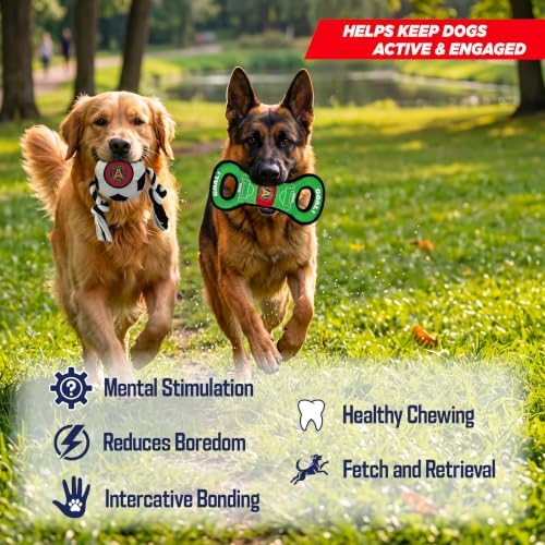 Pets First MLS Atlanta United Soccer Field Tug Toy & Soccer Ball Rope Toy Set for Dogs - Officially Licensed Interactive Squeaky Rope Fetch & Chew Toys with Team Logo