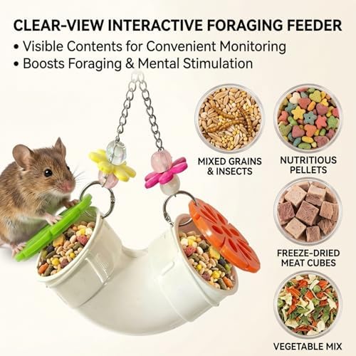 2 Pack Mouse Rat Enrichment Toys for Pet Mice -Treat Dispenser Rats Foraging Toy, Hanging Foraging Dispenser for Rats, Mice, Guinea Pig Small Pet