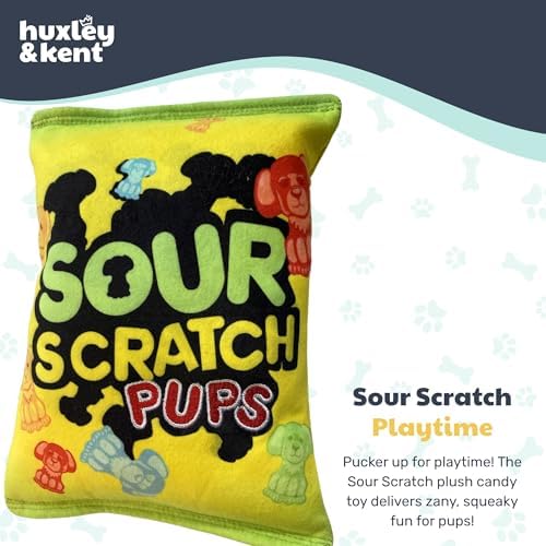 Huxley & Kent Power Plush Squeaky Dog Toy, Sour Scratch, Small
