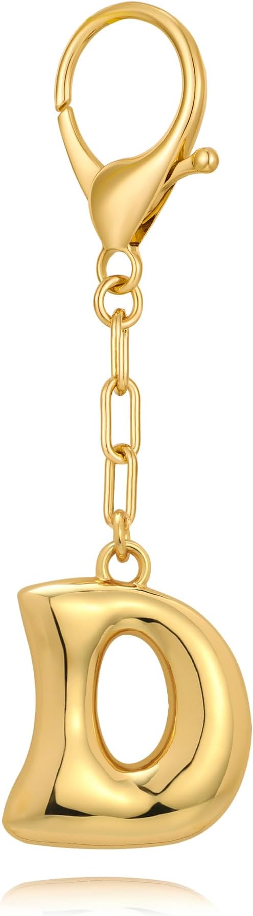 WOWORAMA Initial Letter Keychain for Women Chunky Gold Bubble Letter Bag Charm Purse Charm Personalized Keyrings Accessories