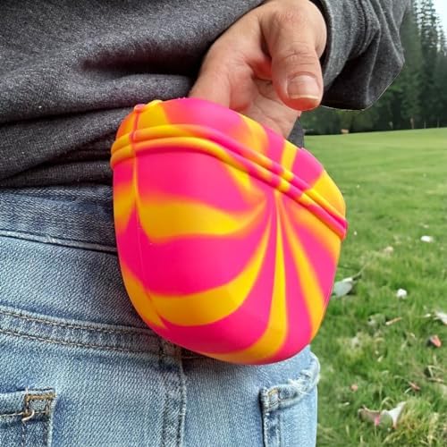 SparkDog K9 Snack Sack – Clip-On Silicone Dog Treat Pouch with Magnetic Closure, Hands-Free Training Bag for Walks, Obedience, Agility, Puppy & Dog Training Accessories (Pink Swirl)